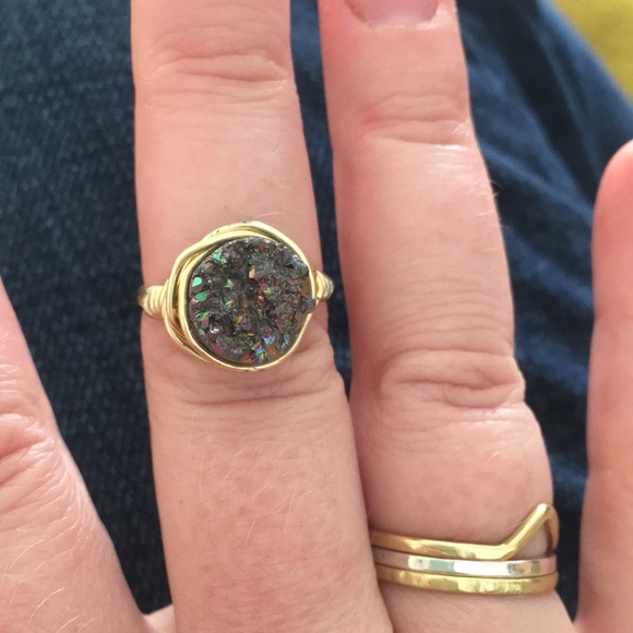 Handmade Purple Sparkle Druzy Ring Size 7 - Picture 6 of 6